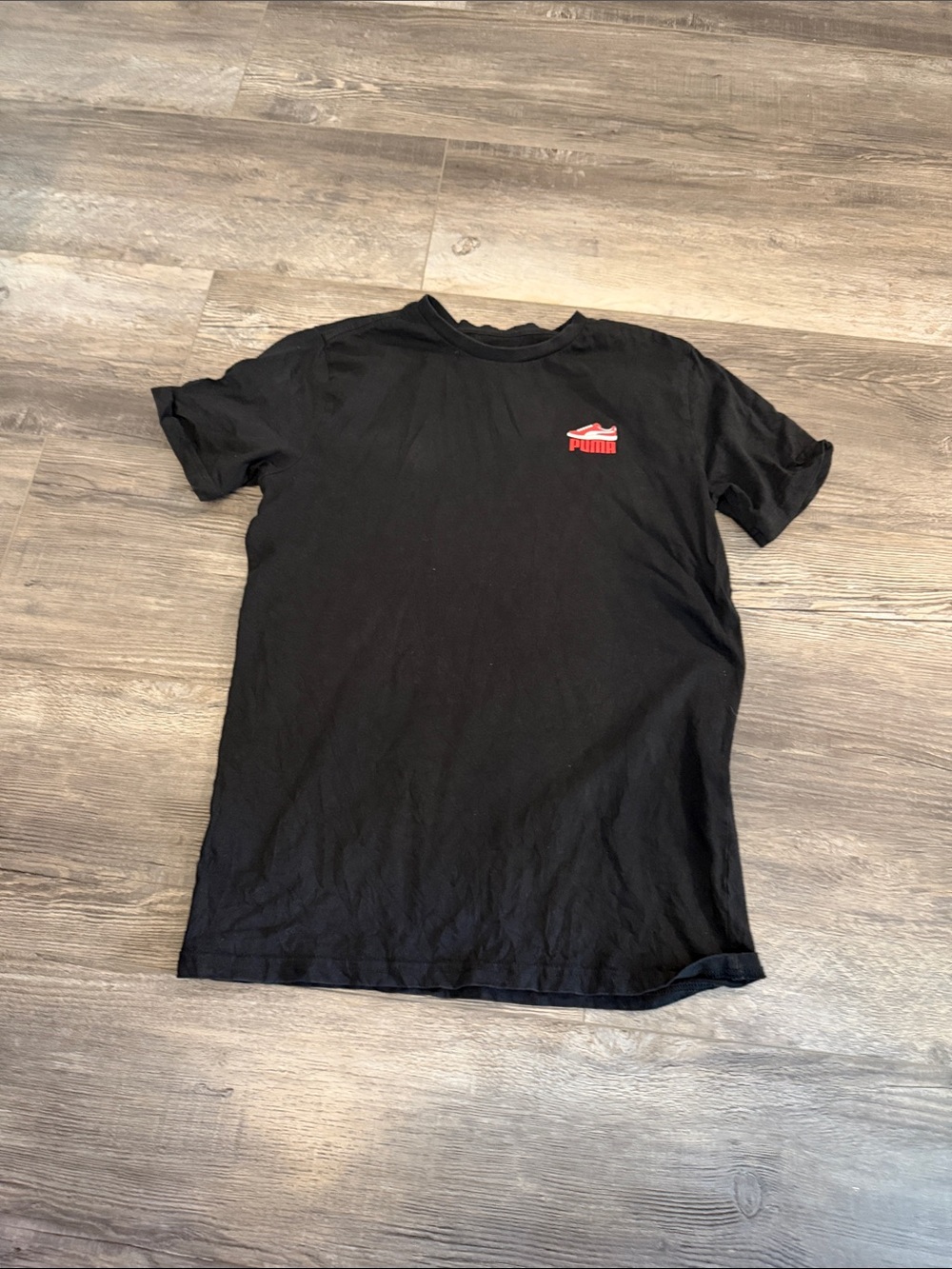 Puma Black Short Sleeve Tee with Small Red Logo